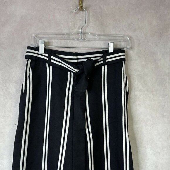 Maje Synthetic Pakila High-rise Striped Woven Wide-leg Trousers Black 34 US XS - Picture 3 of 12